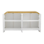 Aparador/bufé de 4 puertas en negro/blanco/azul marino con estantes ajustables