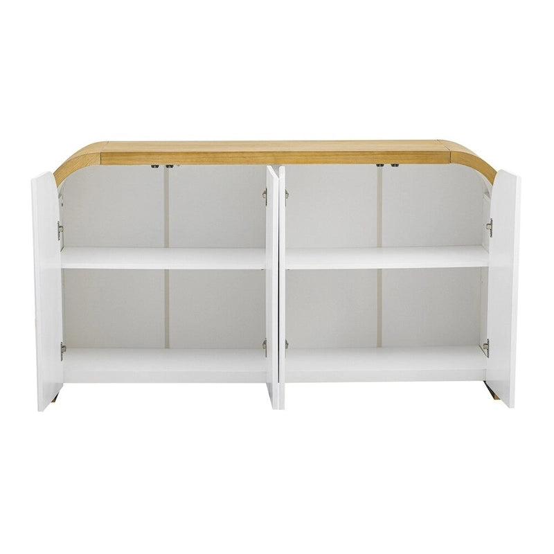 Aparador/bufé de 4 puertas en negro/blanco/azul marino con estantes ajustables