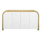 Aparador/bufé de 4 puertas en negro/blanco/azul marino con estantes ajustables