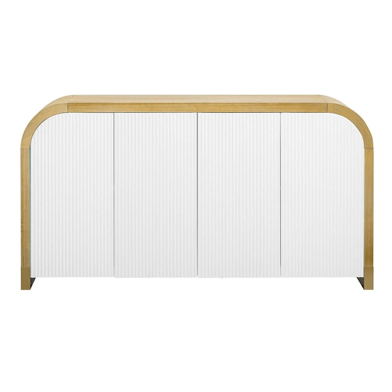 Aparador/bufé de 4 puertas en negro/blanco/azul marino con estantes ajustables