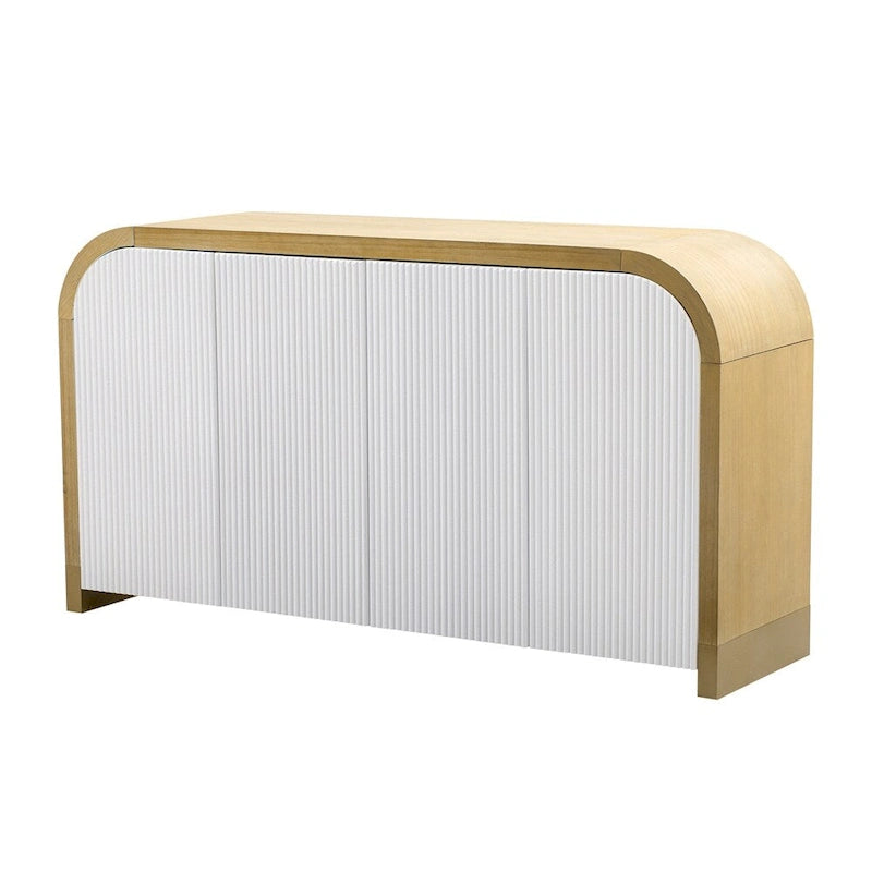 Aparador/bufé de 4 puertas en negro/blanco/azul marino con estantes ajustables