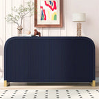 Aparador/bufé de 4 puertas en negro/blanco/azul marino con estantes ajustables