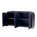 Aparador/bufé de 4 puertas en negro/blanco/azul marino con estantes ajustables