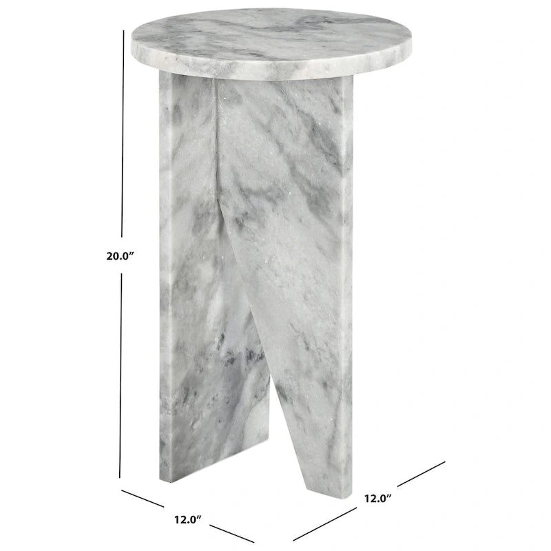 Mesa auxiliar redonda de mármol para bebidas – Marrón / Verde / Rojo / Blanco / Negro, 1 persona