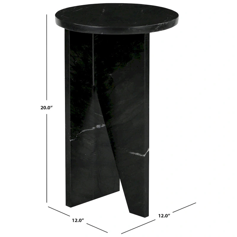 Mesa auxiliar redonda de mármol para bebidas – Marrón / Verde / Rojo / Blanco / Negro, 1 persona
