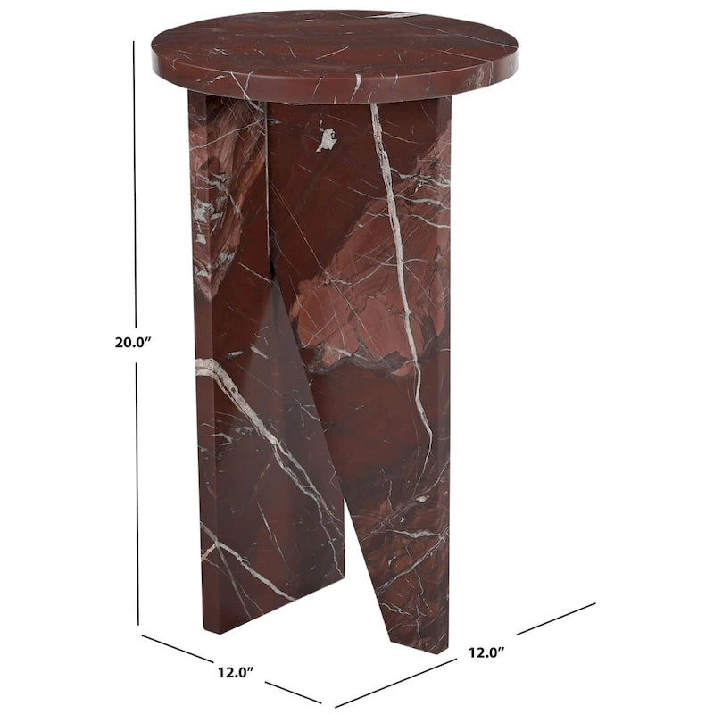 Mesa auxiliar redonda de mármol para bebidas – Marrón / Verde / Rojo / Blanco / Negro, 1 persona
