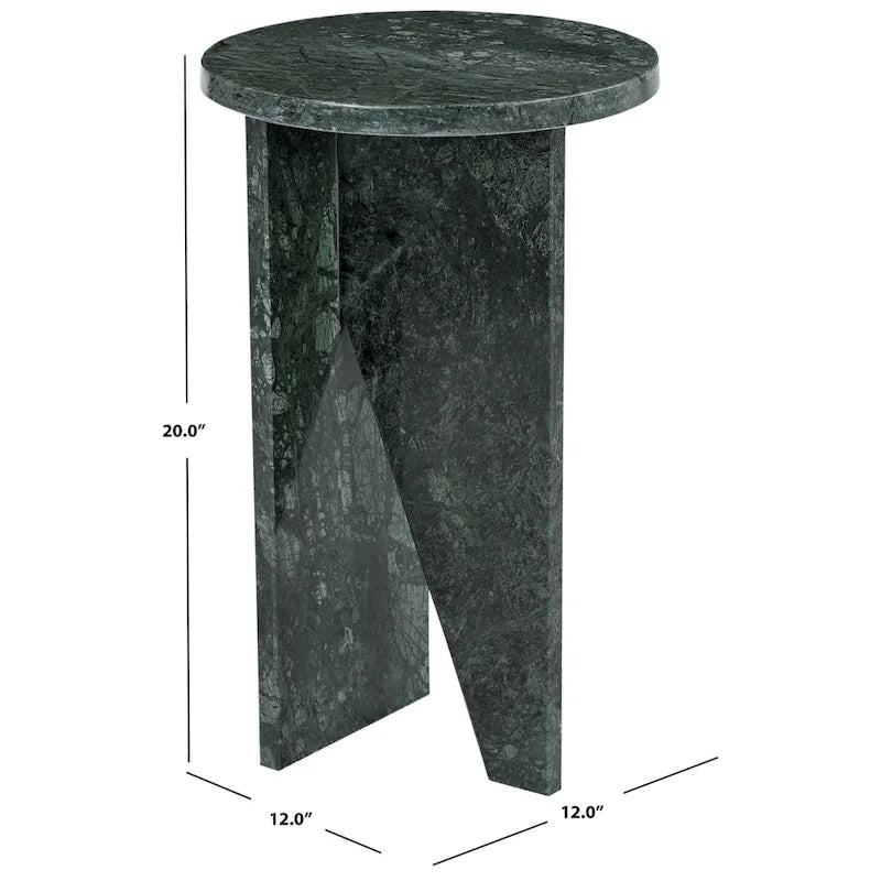 Mesa auxiliar redonda de mármol para bebidas – Marrón / Verde / Rojo / Blanco / Negro, 1 persona