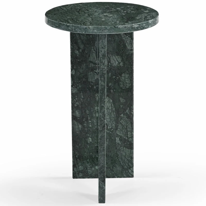 Mesa auxiliar redonda de mármol para bebidas – Marrón / Verde / Rojo / Blanco / Negro, 1 persona