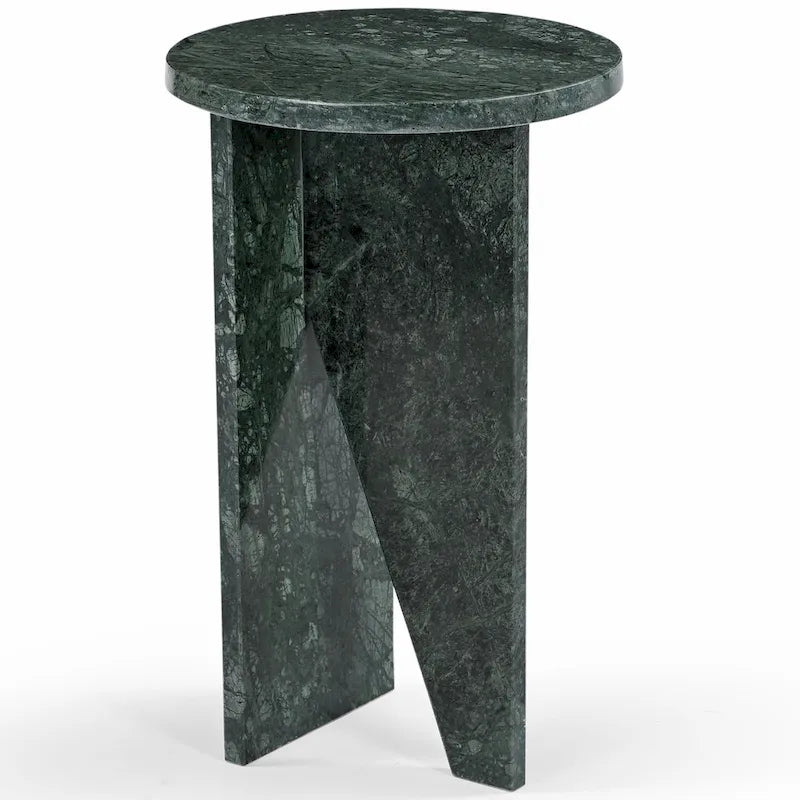 Mesa auxiliar redonda de mármol para bebidas – Marrón / Verde / Rojo / Blanco / Negro, 1 persona