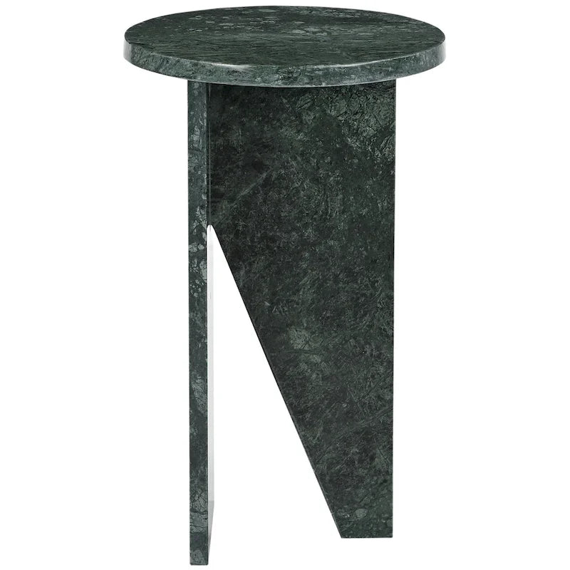 Mesa auxiliar redonda de mármol para bebidas – Marrón / Verde / Rojo / Blanco / Negro, 1 persona