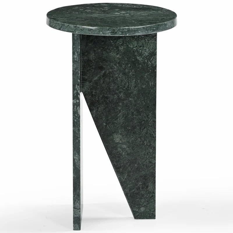 Mesa auxiliar redonda de mármol para bebidas – Marrón / Verde / Rojo / Blanco / Negro, 1 persona