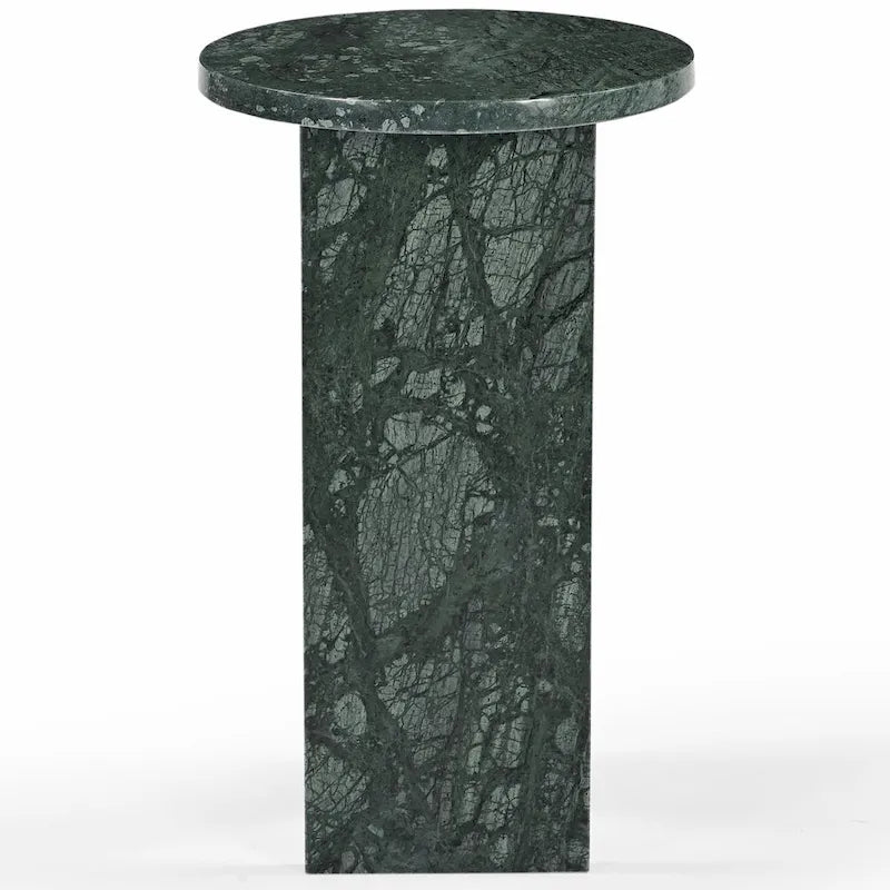 Mesa auxiliar redonda de mármol para bebidas – Marrón / Verde / Rojo / Blanco / Negro, 1 persona