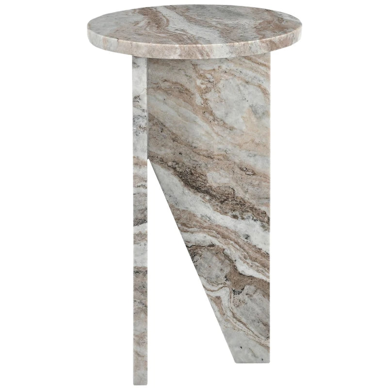 Mesa auxiliar redonda de mármol para bebidas – Marrón / Verde / Rojo / Blanco / Negro, 1 persona