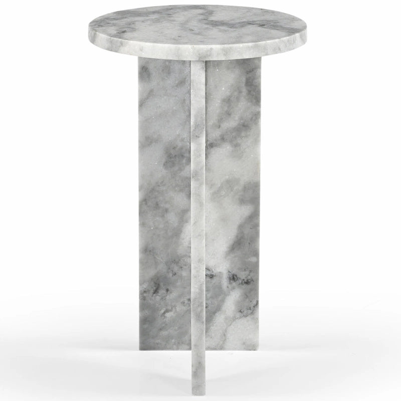 Mesa auxiliar redonda de mármol para bebidas – Marrón / Verde / Rojo / Blanco / Negro, 1 persona