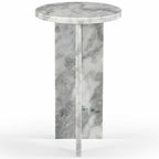 Mesa auxiliar redonda de mármol para bebidas – Marrón / Verde / Rojo / Blanco / Negro, 1 persona