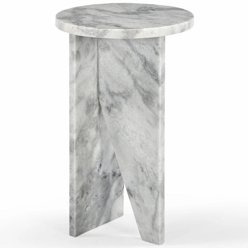 Mesa auxiliar redonda de mármol para bebidas – Marrón / Verde / Rojo / Blanco / Negro, 1 persona