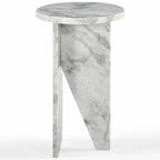 Mesa auxiliar redonda de mármol para bebidas – Marrón / Verde / Rojo / Blanco / Negro, 1 persona