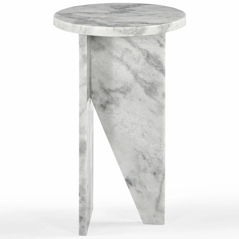Mesa auxiliar redonda de mármol para bebidas – Marrón / Verde / Rojo / Blanco / Negro, 1 persona