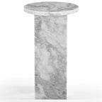 Mesa auxiliar redonda de mármol para bebidas – Marrón / Verde / Rojo / Blanco / Negro, 1 persona