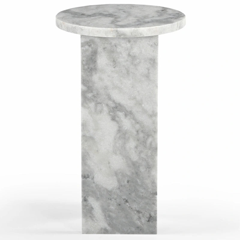 Mesa auxiliar redonda de mármol para bebidas – Marrón / Verde / Rojo / Blanco / Negro, 1 persona