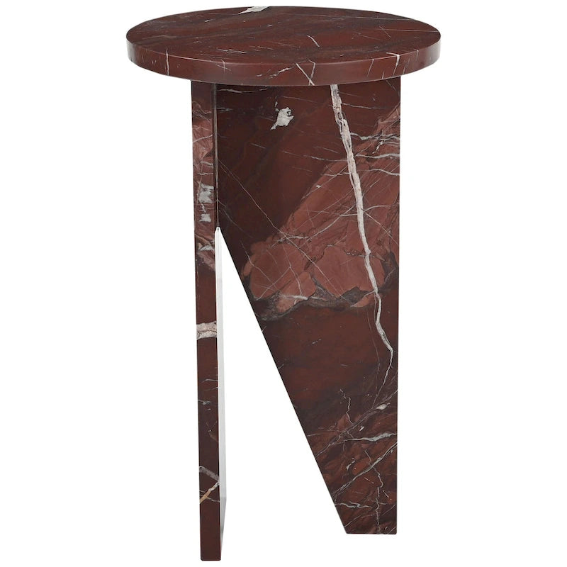 Mesa auxiliar redonda de mármol para bebidas – Marrón / Verde / Rojo / Blanco / Negro, 1 persona