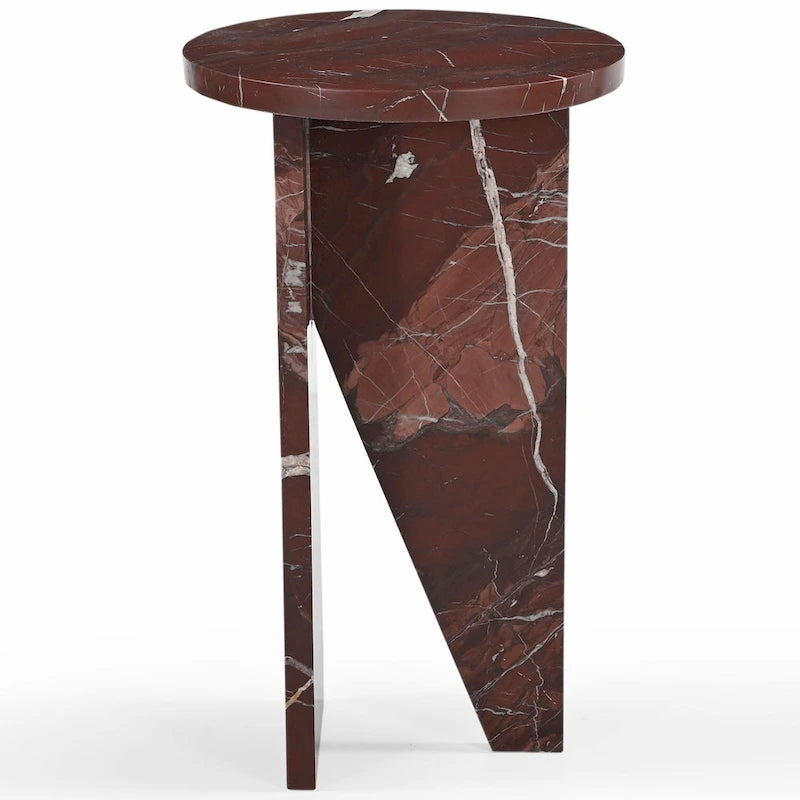 Mesa auxiliar redonda de mármol para bebidas – Marrón / Verde / Rojo / Blanco / Negro, 1 persona