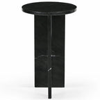 Mesa auxiliar redonda de mármol para bebidas – Marrón / Verde / Rojo / Blanco / Negro, 1 persona