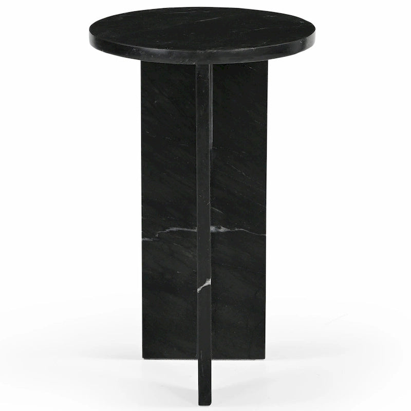 Mesa auxiliar redonda de mármol para bebidas – Marrón / Verde / Rojo / Blanco / Negro, 1 persona
