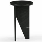 Mesa auxiliar redonda de mármol para bebidas – Marrón / Verde / Rojo / Blanco / Negro, 1 persona