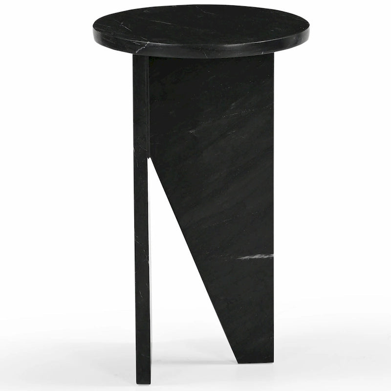 Mesa auxiliar redonda de mármol para bebidas – Marrón / Verde / Rojo / Blanco / Negro, 1 persona